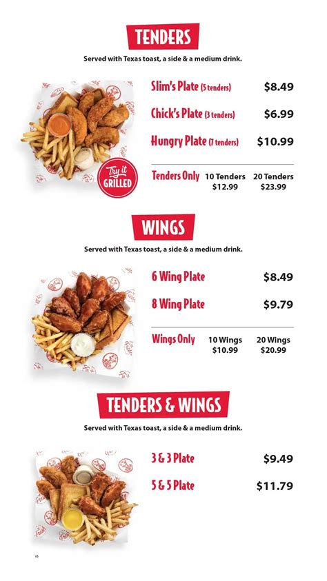 Slims chicken menu - 10 reviews $ American Fast Food. 8170 W I-40 Frontage Rd, Amarillo, TX 79106 (806) 803-9990 Website Menu Improve this listing. See all (22) There aren't enough food, service, value or atmosphere ratings for Slim Chickens, Texas yet. Be one of the first to write a review! Write a Review.